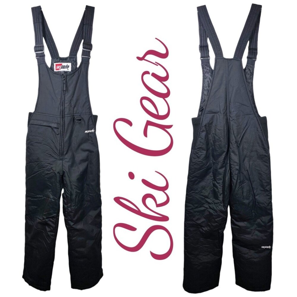 SKI GEAR BLACK YOUTH SKI BIB ONE PIECE UNISEX, SIZE SMALL